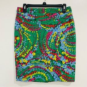 Talbot's Skirt Women's 6 Petite Green Modern Floral New Short Office Business